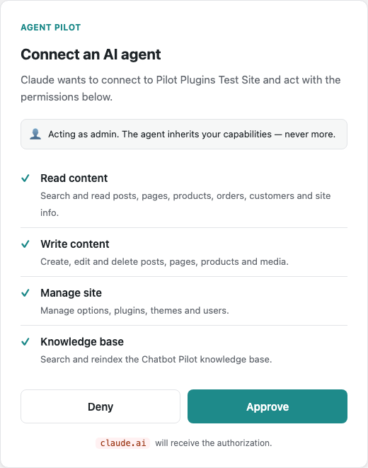 consent Agent Pilot OAuth consent screen