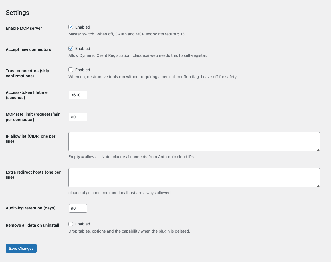 settings Agent Pilot settings